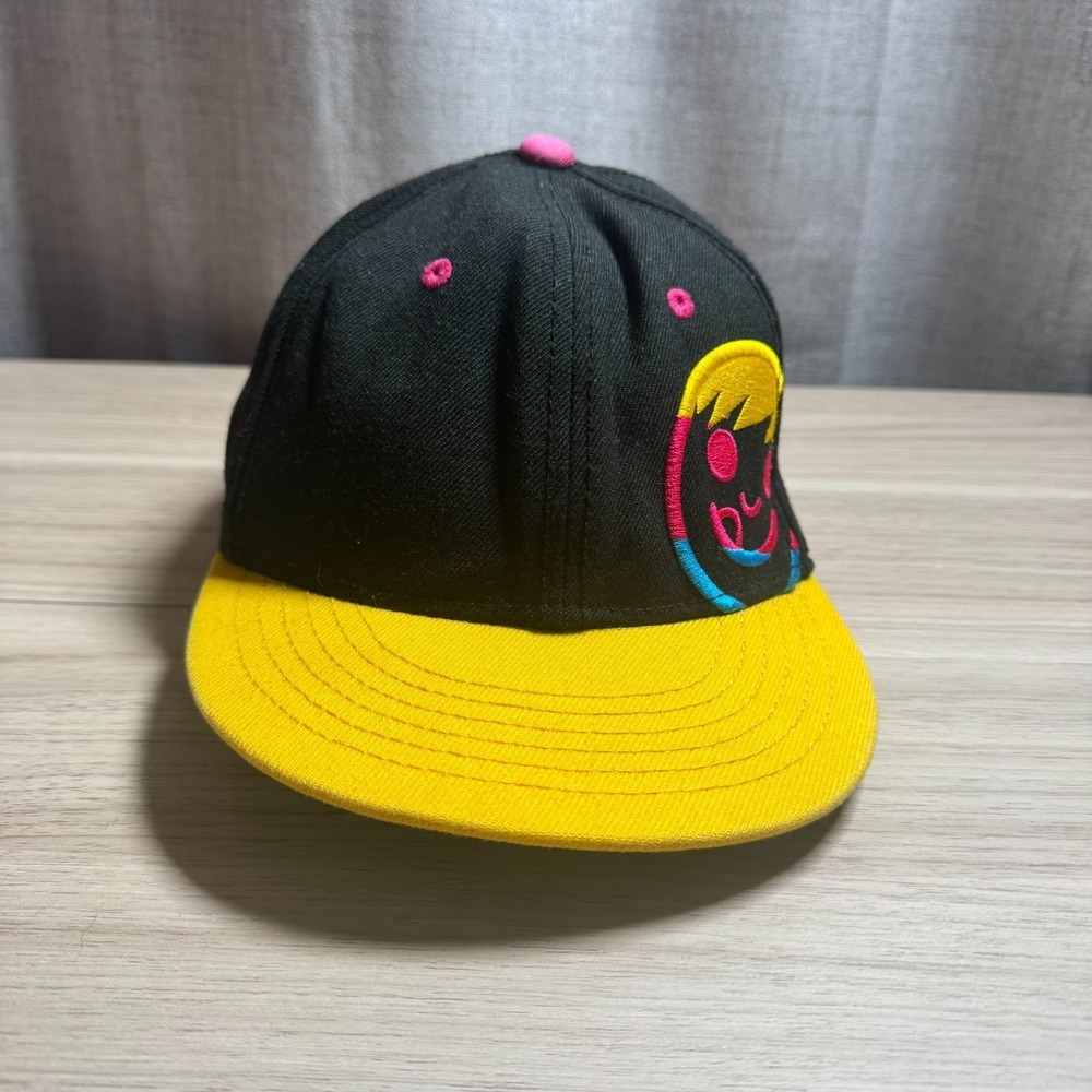 Neff Snapback Hat Youth Adjustable Black Yellow Pink Excellent Character Hat